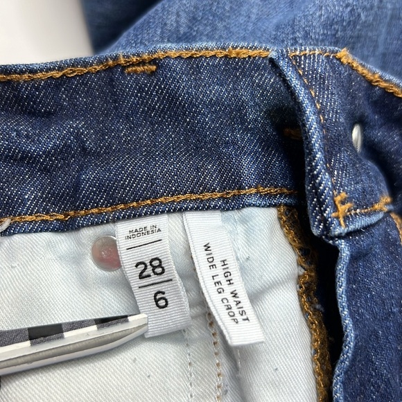 LOFT WOMEN’S HIGH WAIST WIDE LEG MEDIUM WASH RAW HEM CROP JEAN SZ 28/6 - Picture 5 of 7